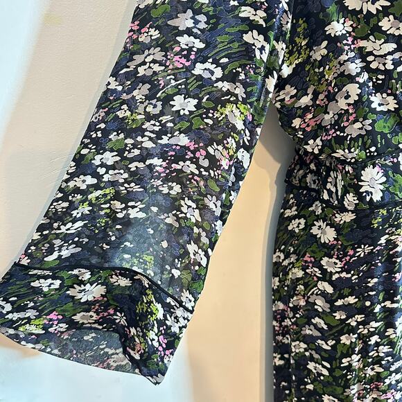 GANNI Black‎ Floral High Low Wrap Dress Womans 42 Large 10 / 12 - Picture 9 of 16